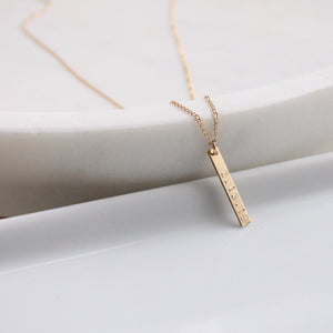 Petite Vertical Bar Necklace | Name | Date | MAMA
