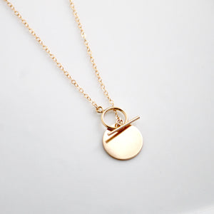 Gold Coin and Toggle Necklace by Little Hawk Jewelry | Dainty Gold Filled