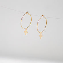 Load image into Gallery viewer, Cross Hoop Earrings - Little Hawk Jewelry
