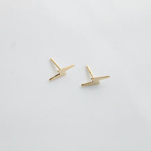 gold lightning bolt earrings by little hawk jewelry