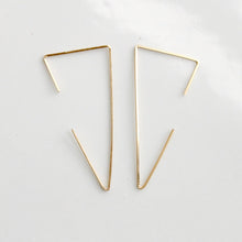 Load image into Gallery viewer, Triangle Threader Earrings | Little Hawk Jewelry | Gold Earrings
