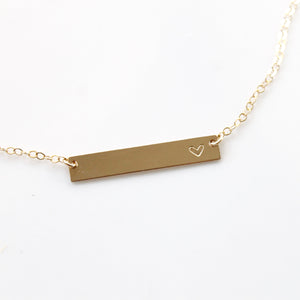 Dainty Heart Bar Necklace | Little Hawk Jewelry | Customize with names or initials