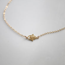 Load image into Gallery viewer, Sideways Hamsa Necklace | Little Hawk Jewelry
