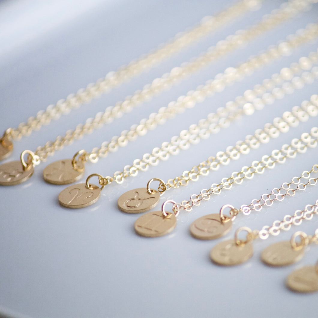 Zodiac Charm Necklace | Little Hawk Jewelry | Gold Charm Necklace 