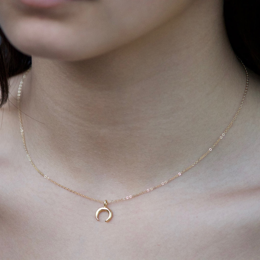 Petite Crescent Necklace | Gold Crescent Necklace | Little Hawk Jewelry | Small Horn Necklace
