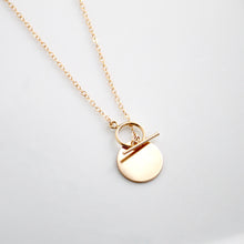 Load image into Gallery viewer, Gold Coin and Toggle Necklace by Little Hawk Jewelry | Dainty Gold Filled
