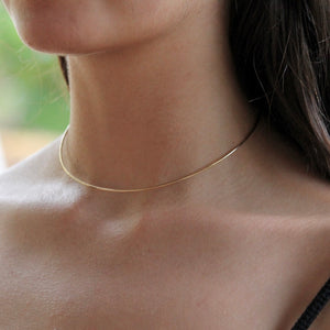 Rose Gold Hammered Choker Necklace