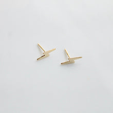 Load image into Gallery viewer, gold lightning bolt earrings by little hawk jewelry

