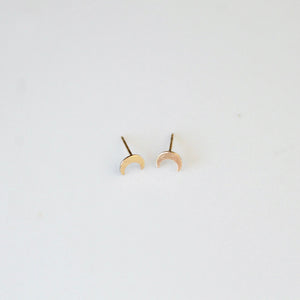 gold moon earrings by little hawk jewelry