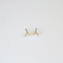 Load image into Gallery viewer, gold moon earrings by little hawk jewelry
