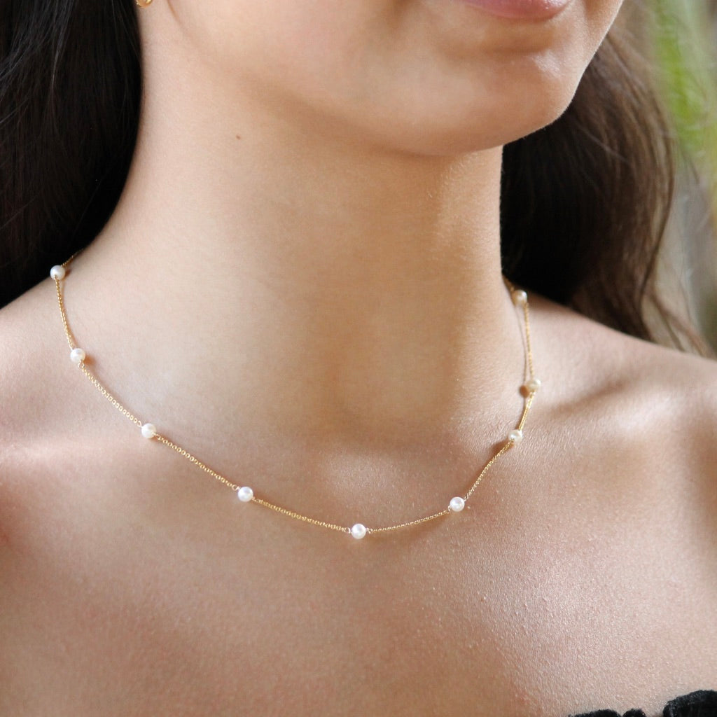 Pearl Necklace with Gold Pendant | Art of Gold Jewellery, Coimbatore
