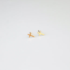 gold filled cross earrings by little hawk jewelry